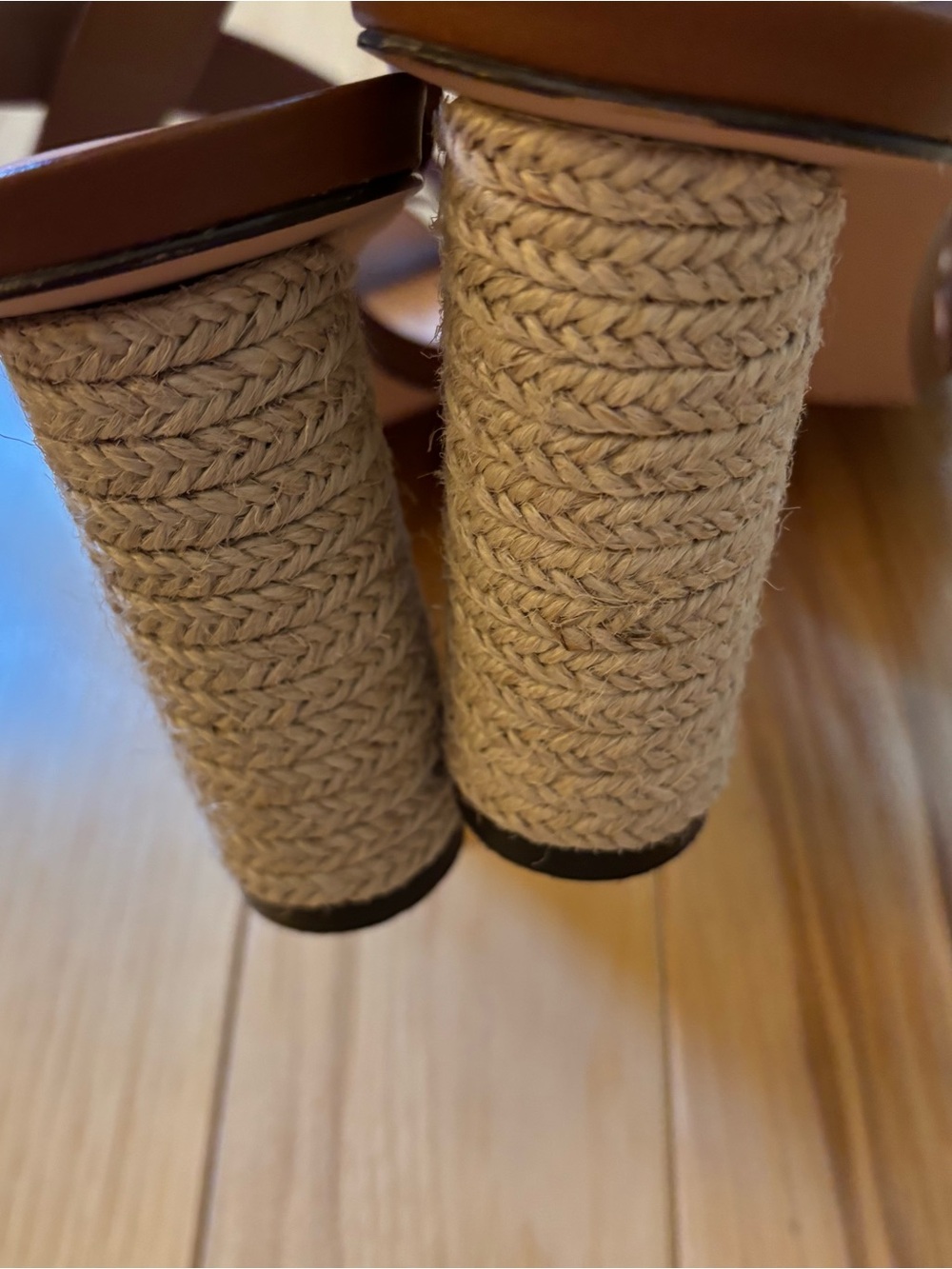 J. Crew Rounded Rope Heels Leather Strap Sandals - Picture 8 of 13